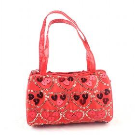 Korea Women 's Red Shining Handbag Cute Girls Bag Handmade Drum Pattern Leather Bag Small Shoulder Messenger Bag