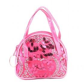 Korea Women 's Pink Shining Handbag Cute Girls Bag Handmade Drum Pattern Leather Bag Small Shoulder Messenger Bag