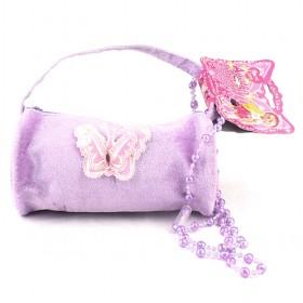 Korea Women 's Purple Butterfly Handbag Cute Girls Bag Handmade Drum Pattern Leather Bag Small Shoulder Messenger Bag