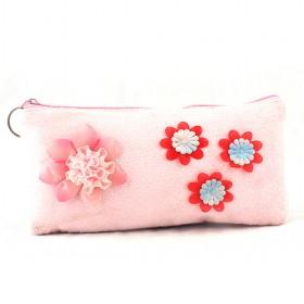 Korea Women 's 3 Flower Handbag Cute Girls Bag Handmade Drum Pattern Leather Bag Small Shoulder Messenger Bag