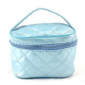 Light Blue Classic Stylish Waterproof PU Utility Double-layer Cosmetic Makeup Bags