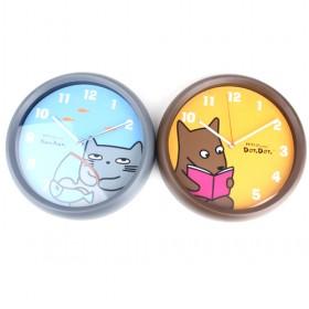 Brown And Grey Cat Brother Serial Decorative Round Wall Clock Twins