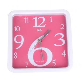 Fashionable White And Pink Square Home Simple Round Wall Clock