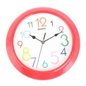 Cute Red Round Colorful Number Decorative Home Simple Round Wall Clock