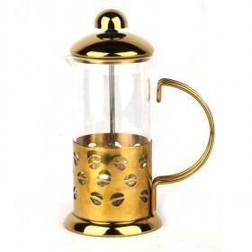 Retro Stylish 350ml Golden Plated Steel And Glass Coffee Makers/ Coffee Plunger/ French Press Maker