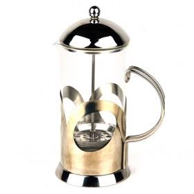 Large Volume 1000ml Petal Design Stainless Steel Glass Coffee Maker Pot/ Coffee Press Pot