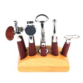 Practical Tools 5 Pieces Opener Set With Red Handles Display On Wooden Base