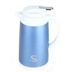 1L Steel Vacuum Flask, Blue Body And White Top Thermal Pot, Heat Preservation Vacuum Kettle