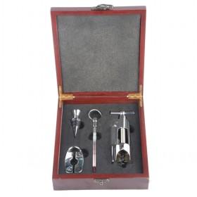 Quality High Party And Home Favors 4 Pieces Wooden Box Wine Tool Set