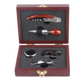 Classic And Luxury Design 5 Pieces Wooden Box Wine Tool Set