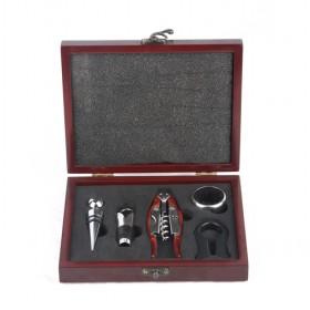 High Quality 5 Pieces Wine Bottle Opener Set In Red Wooden Box