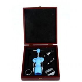 Pure Blue Beatiful Set Of Wine Tools Packed In Red Wooden Box
