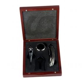 4 Pieces Gift Set Of Wine Accessories Including Wine Ring Corkscrew Stopper And Foil Cutter