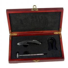 Simple Wooden Pack Of Wine 3 Pieces Sets Of Thermometer Corkscrew And Foil Cutter