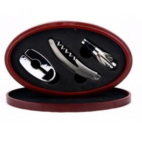 3 Pieces Wine Sets With Modern PU Leather Oval Shape Box Packing