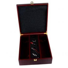 Dark Wooden Square Luxurious Gift Box Of Wine Accessories Wine Boxes With 4 Pieces Wine Tools