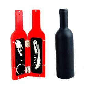 Novelty Design Wine Sets Red In Black Out Bottle Shaped Box Of Opener Set