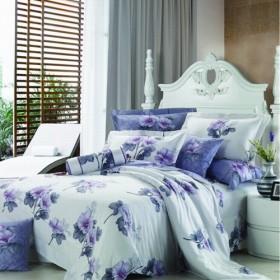 Purple Floral Unadorned Sweet Pastoral Printing 100% Cotton set 4-piece in 1