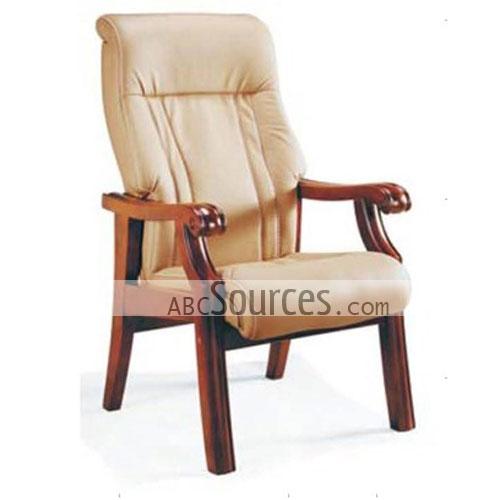 wholesale simple design beige leather wooden computer chair office