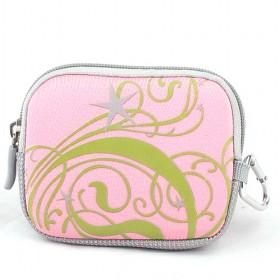 Elegant Pink With Floral Prints Stylish Anti-shock Universal PU Waterproof Zipping Camera Bags