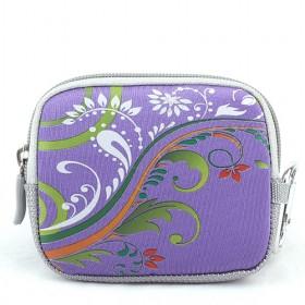 Elegant Purple With Yellow Floral Prints Stylish Anti-shock Universal PU Waterproof Zipping Camera Bags