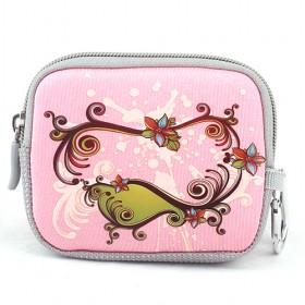 Pink With Cartoon Prints Cute Stylish Anti-shock Universal PU Waterproof Zipping Camera Bags