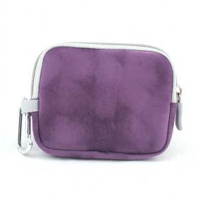 Elegant Plain Dark Purple Stylish Anti-shock Universal PU Waterproof Zipping Camera Bags
