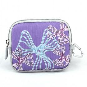 Purple With Blue Floral Prints Exotic Stylish Anti-shock Universal Nylon Waterproof Zipping Camera Bags
