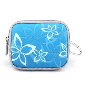 Blue With Floral Prints Exotic Stylish Anti-shock Universal Nylon Waterproof Zipping Camera Bags