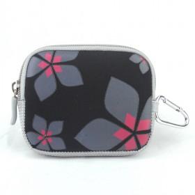 Black With Pink Floral Prints Exotic Stylish Anti-shock Universal Nylon Waterproof Zipping Camera Bags