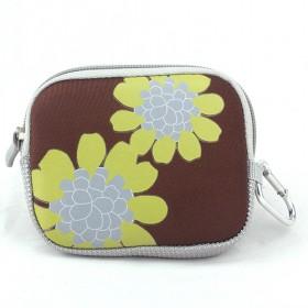 Cute Brown With Yellow Floral Prints Exotic Stylish Anti-shock Universal Nylon Waterproof Zipping Camera Bags