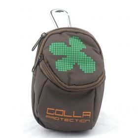 Fashionable Brown With Green Clover Prints Utility Nylon Waterproof Zipping Digital Camera Bag