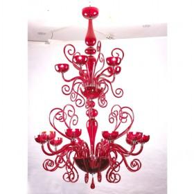 Red Flowers Crystal Ceiling Light