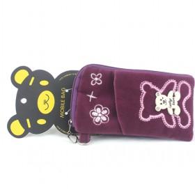 WaterProof Purple Bear Cell Phone Mobile Soft Sleeve Case Pouch Bag,With Hand Strap