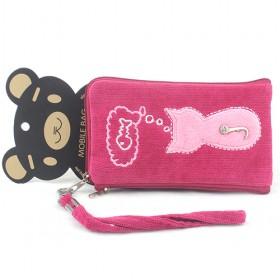 WaterProof Pink Cat Cell Phone Mobile Soft Sleeve Case Pouch Bag,With Hand Strap