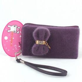 Hot Sale Cell Phone Purple Fur Bag Suited For Apple Phone Samsung Nokia Blackberry Multi-function