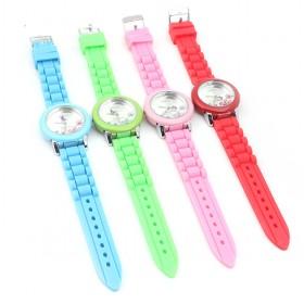 Hot Sale Multi-colors Serial Round Silicon Waterproof And Diamond-Decorative Ladies Quartz Wrist Sport Watch