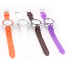 Cute Gel Multi-colors Serial Round Silicon Waterproof And Diamond-Decorative Ladies Quartz Wrist Sport Watch