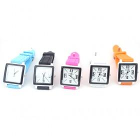 Multi-colors Sqaure Silicon Waterproof And Diamond-Decorative Ladies Quartz Wrist Sport Watch