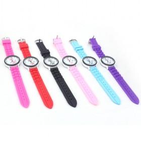 Multi-colors Round Silicon Waterproof And Diamond-Decorative Ladies Quartz Wrist Sport Watch