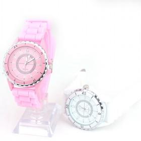 Delicated Multicolor Silicon Waterproof Diamond-Decorative Lady Quartz Sport Wrist Watch Collection