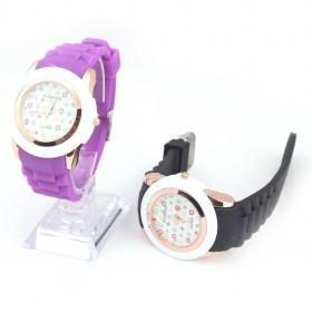 Hot Sale Purple And Black Waterproof White Polished Girls Quartz Sport Wrist Watch Serial