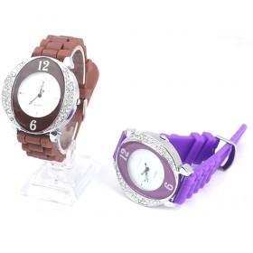 Special Design Purple And Brown Silicon Waterproof Cartoon Child Watch Girls Lady Quartz Sport Wrist Watch