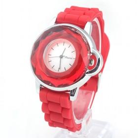 Red Silicon Waterproof Cartoon Child Watch Girls Quartz Steel Circle Wrist Watch