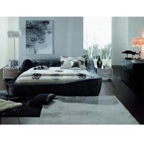 Noble Black Classic Design Upholstery Fabric Bed