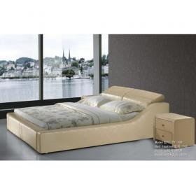 Low Price Creamy Stylish Leather Bed Set