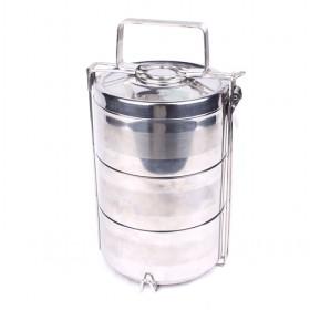Chrome Plated Lunch Box 3-Tier Stainless Steel Insulation Sealed Food Container
