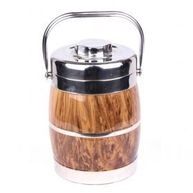 Wood-design Stainless Steel Double Deck Heat Preservation Insulation Food Container