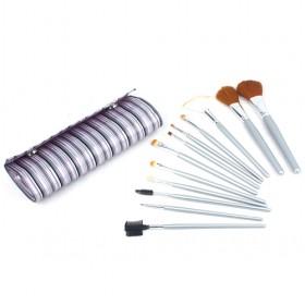 High Quality Elegant Silver Stripes Professional Ulstra Soft Bristle Cosmetic Makeup Brush Set