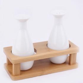 Elegant White Ceramic Spice Rack With Seasoning Bottles Set